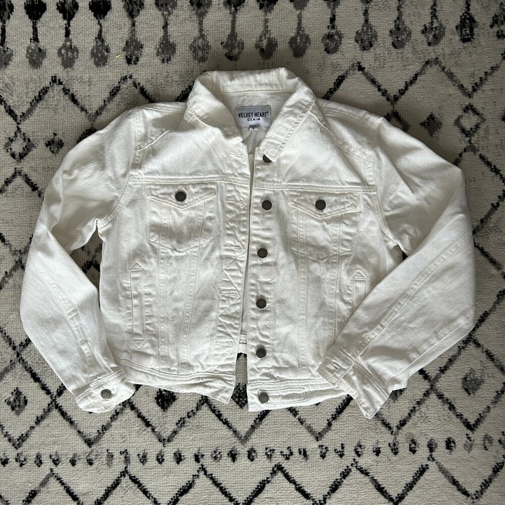 Velvet Heart White Denim Jacket